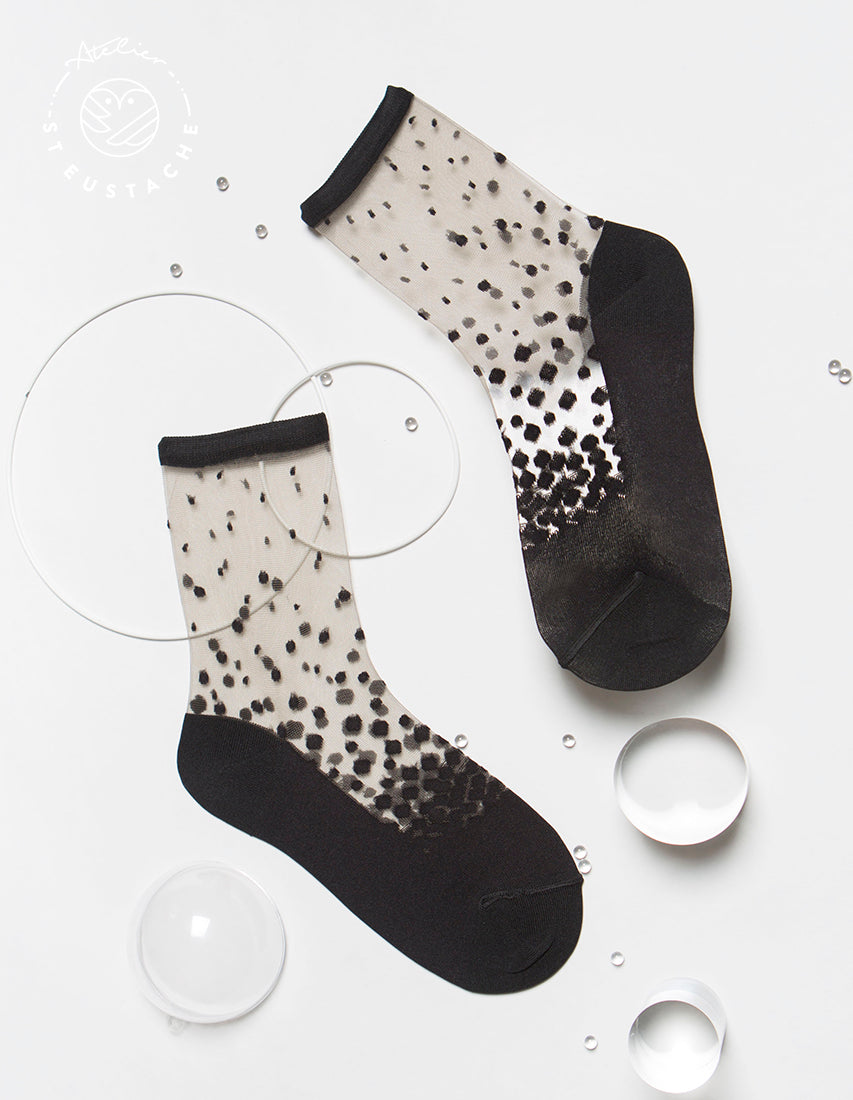 Atelier St Eustatius black transparent socks woman graphic design Nakameguro Black